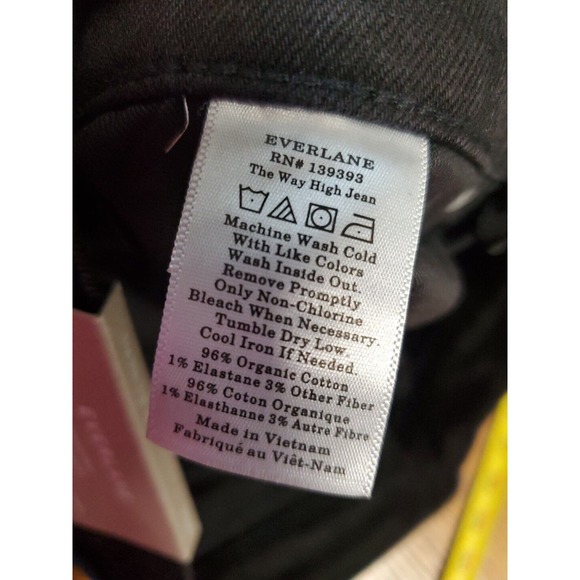NEW Everlane Jeans 25 "The Way High Jean" Black Womens ORGANIC Straight - Picture 13 of 13